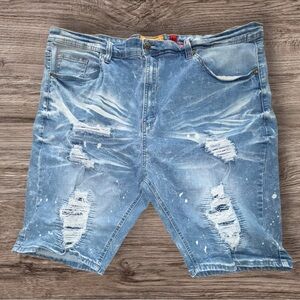 Makobi Denim Shorts Mens 46 Distressed Light Wash Stretch Streetwear Jean